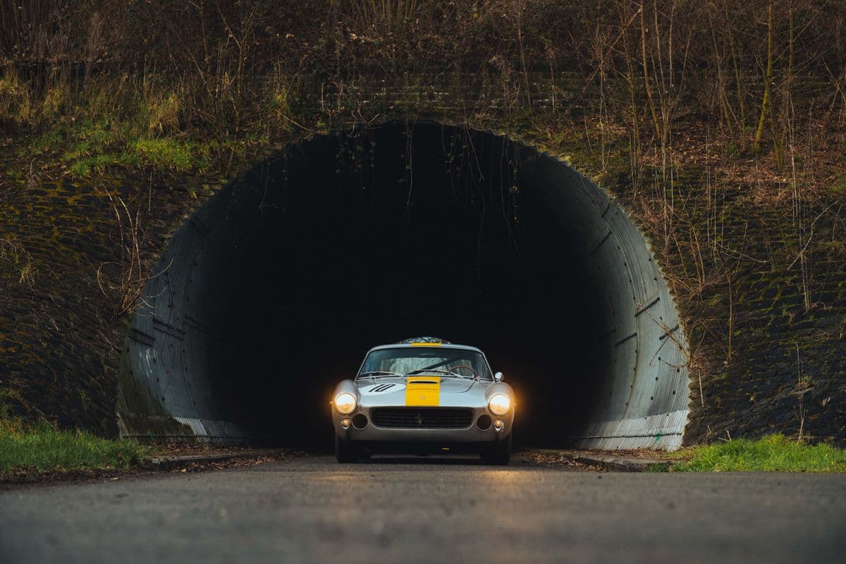 Ferrari driving through tunnel